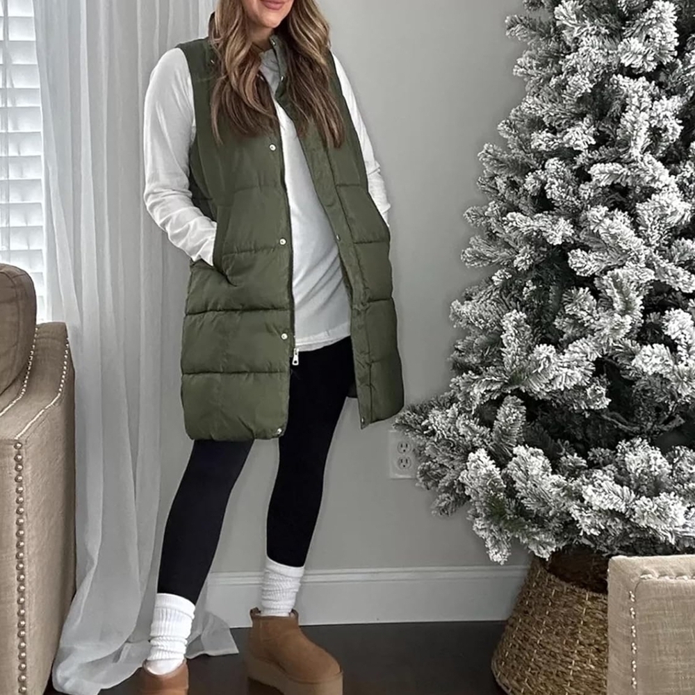 Olive Green Women's Puffer Vest